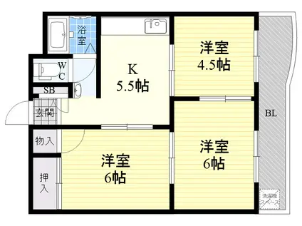 パークハイツ青谷(3K/3階)の間取り写真