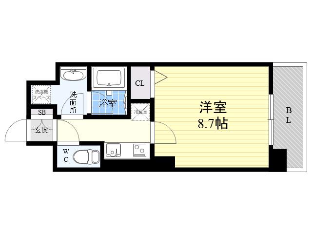CHERIR六甲道(1K/3階)の間取り写真