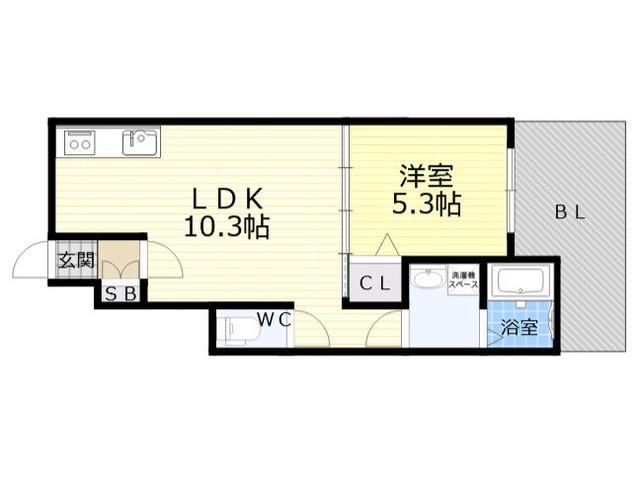 EXSONIA住吉(1LDK/1階)の間取り写真
