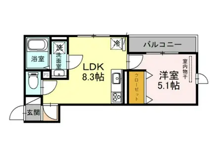 メルベーユ(1LDK/3階)の間取り写真