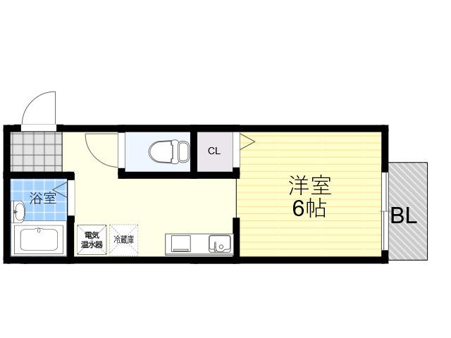 西之町ハイツB棟(1K/1階)の間取り写真