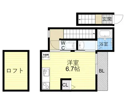 リッチライフ箕岡(ワンルーム/2階)の間取り写真