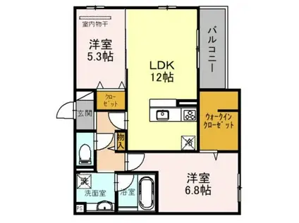 ラポール岡本(2LDK/3階)の間取り写真