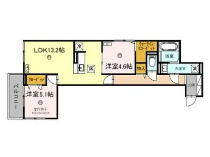 サンパティーク住吉(2LDK/1階)の間取り写真