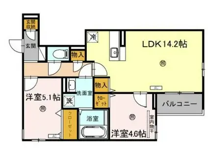 サンパティーク住吉(2LDK/3階)の間取り写真