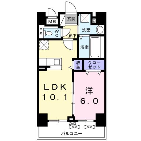 クラシェス深江(1LDK/7階)の間取り写真