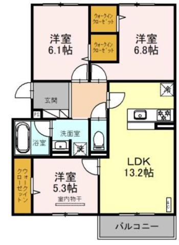 エレナ本山(3LDK/2階)の間取り写真