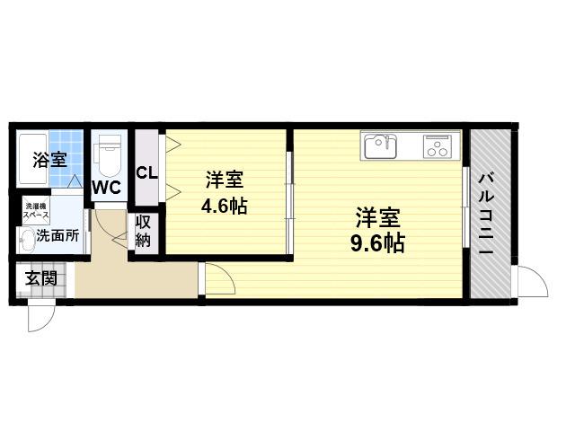MOCXION御影(1LDK/1階)の間取り写真