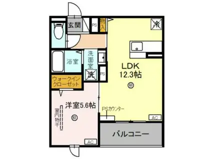 バレンティア(1LDK/3階)の間取り写真