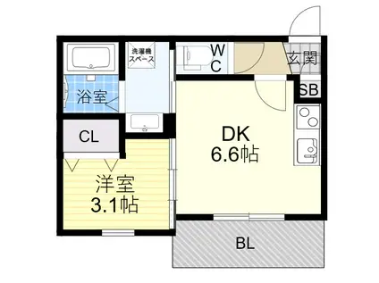 ココングランジュール芦屋西2(1DK/3階)の間取り写真