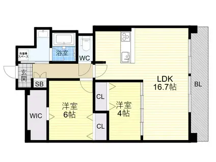 エクセルハイム東灘(2LDK/1階)の間取り写真