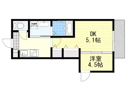 AILE御影塚町(1DK/3階)の間取り写真