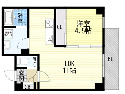 アリビラ六甲(1LDK/2階)の間取り写真