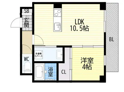 アリビラ六甲(1LDK/1階)の間取り写真
