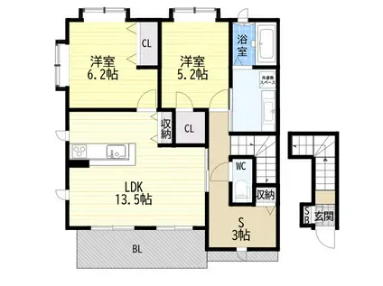 フェリーチェ北青木(2SLDK/2階)の間取り写真