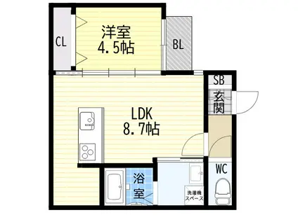 C-GRID脇浜(1LDK/1階)の間取り写真