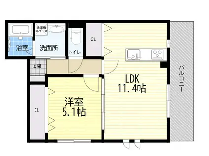  ベルク魚崎(1LDK/1階)の間取り写真