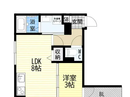 リブレメゾン住吉1(1LDK/2階)の間取り写真