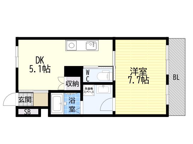 SORA住吉(1DK/1階)の間取り写真