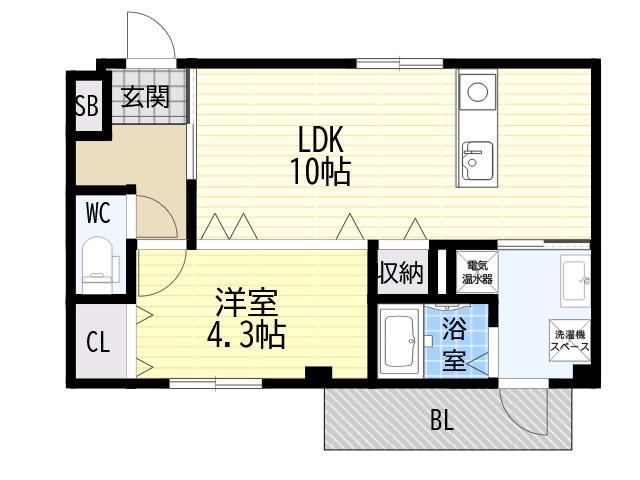 SORA住吉(1LDK/1階)の間取り写真