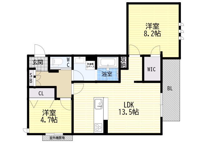 シャーメゾン神戸摩耶(2LDK/2階)の間取り写真