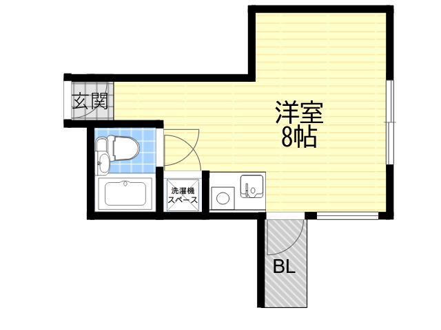 クリフサイド西岡本(ワンルーム/3階)の間取り写真