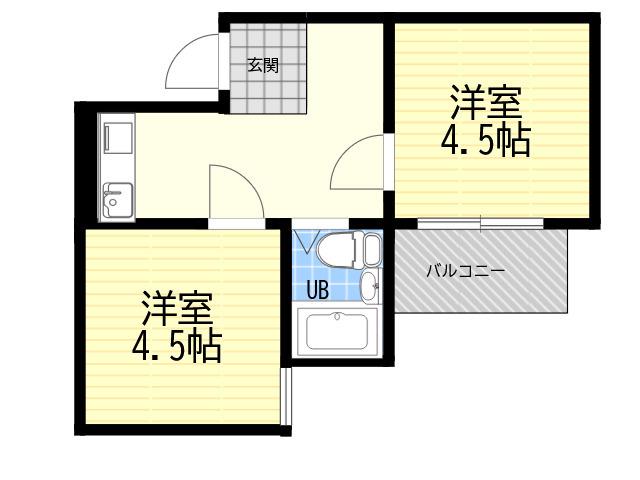 アメニティ東神戸3番館(2K/1階)の間取り写真