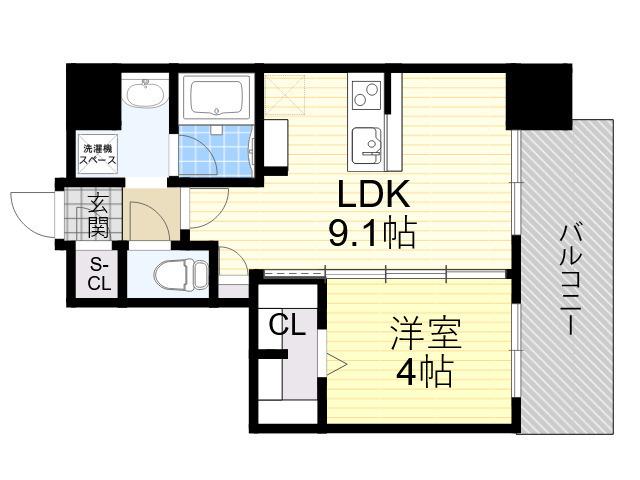 NEコート甲南町(1LDK/6階)の間取り写真