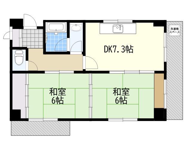 三楽レジデンス(2DK/3階)の間取り写真