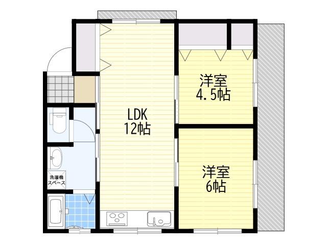 サンハイツ御影(2LDK/3階)の間取り写真