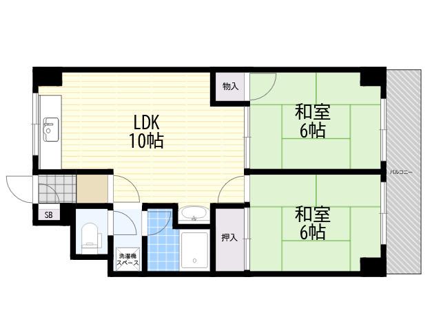 多門ニューハイツ(2LDK/3階)の間取り写真