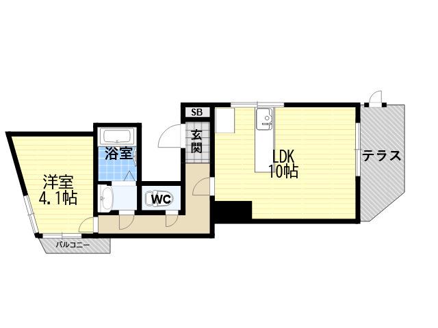 阪急神戸本線 王子公園駅 徒歩5分 2階建 築53年(1LDK)の間取り写真