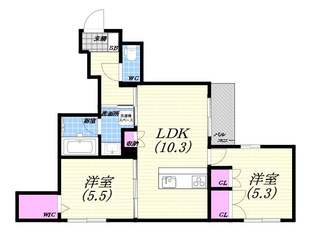 HEBEL MAISON 六甲篠原中町(2LDK/2階)の間取り写真