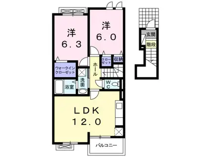 サニーガーデン畠田(2LDK/2階)の間取り写真