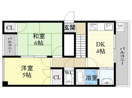 シビックハイツササキ(2DK/4階)の間取り写真