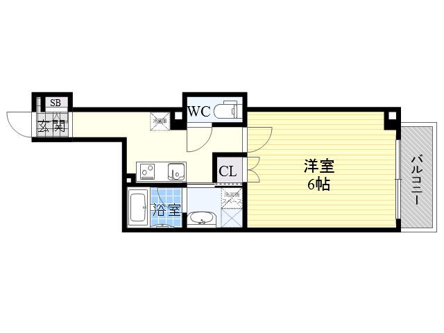 みおつくし西梅田(1K/6階)の間取り写真
