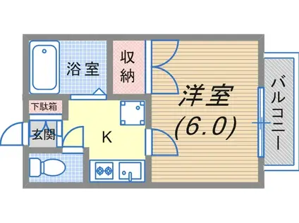 アクアハイツ(1K/2階)の間取り写真