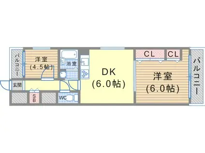 ラ・ルミエール藤井(2DK/3階)の間取り写真