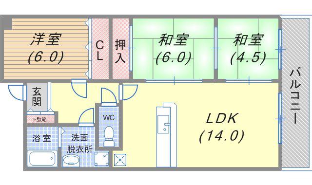ベルコート御蔵(3LDK/5階)の間取り写真