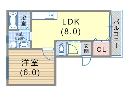 メゾン西柳原(1LDK/1階)の間取り写真