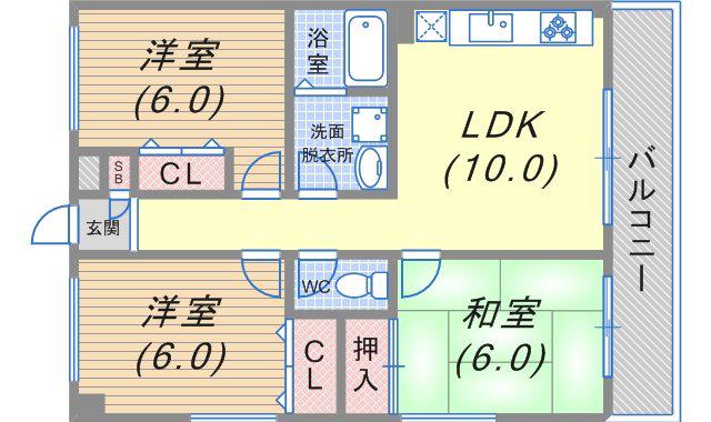 エトワール須磨(3LDK/2階)の間取り写真
