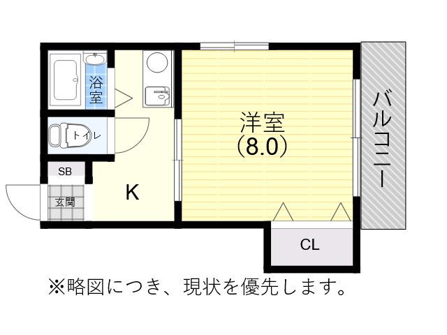 アイリス兵庫(1K/4階)の間取り写真