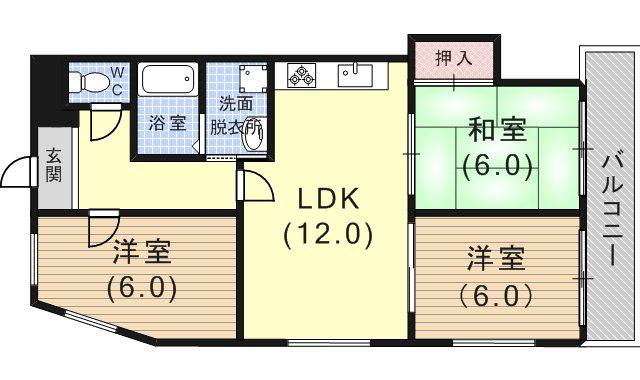 アーバンルネッサンス兵庫(3LDK/5階)の間取り写真