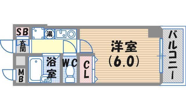 AURORA COURT兵庫駅前(1K/7階)の間取り写真