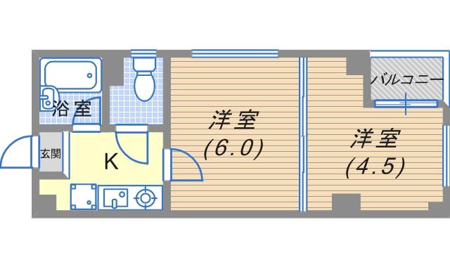 ロビュスト(2K/4階)の間取り写真