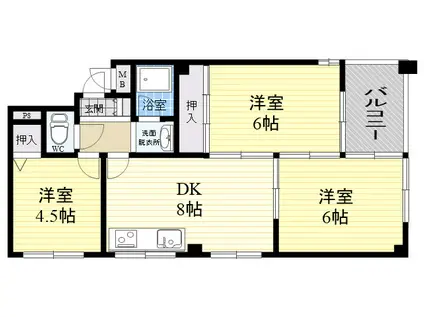 サンシャイン兵庫(3DK/4階)の間取り写真