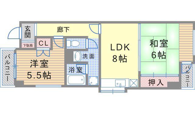 メゾン島上(2DK/4階)の間取り写真