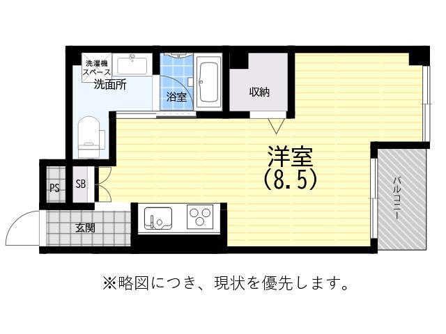 プラーフ羽坂(ワンルーム/3階)の間取り写真