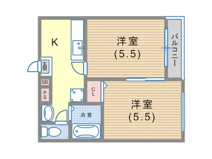 前田ハイツ(2K/1階)の間取り写真