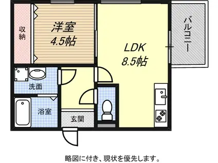 プラーフシックス(1LDK/3階)の間取り写真